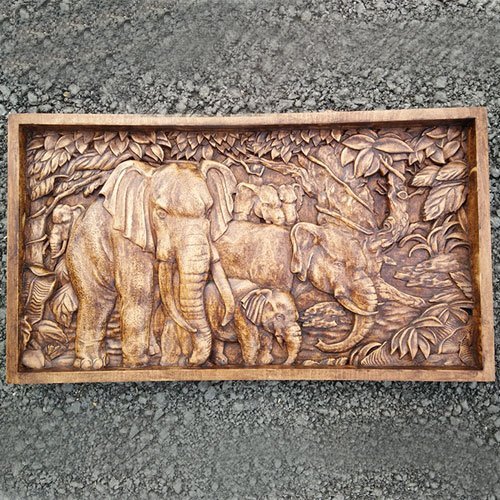 Wood Carving Elephants Wall Art Decoration Wood Plaque ForefathersArt